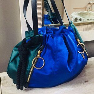 See by Chole Blue & Green Satin Handbag *rare*